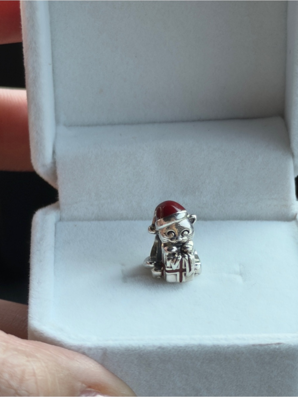 Authentic Pandora Xmas Kitten Charm